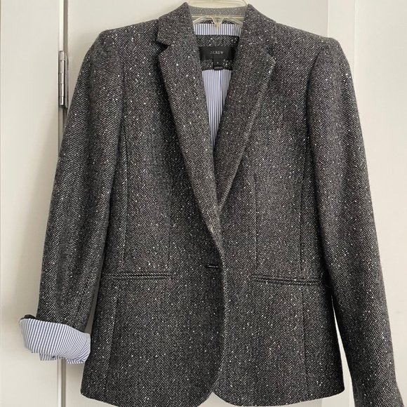 J. Crew Campbell Blazer Sparkle Sequin Donegal Wool Size 0 - Picture 1 of 5